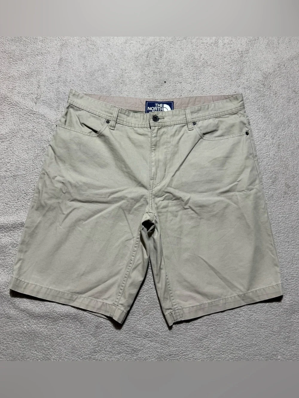 The North Face Shorts Mens 34 Beige Mid Rise Outdoor Cotton Summer Meas 34x10.5